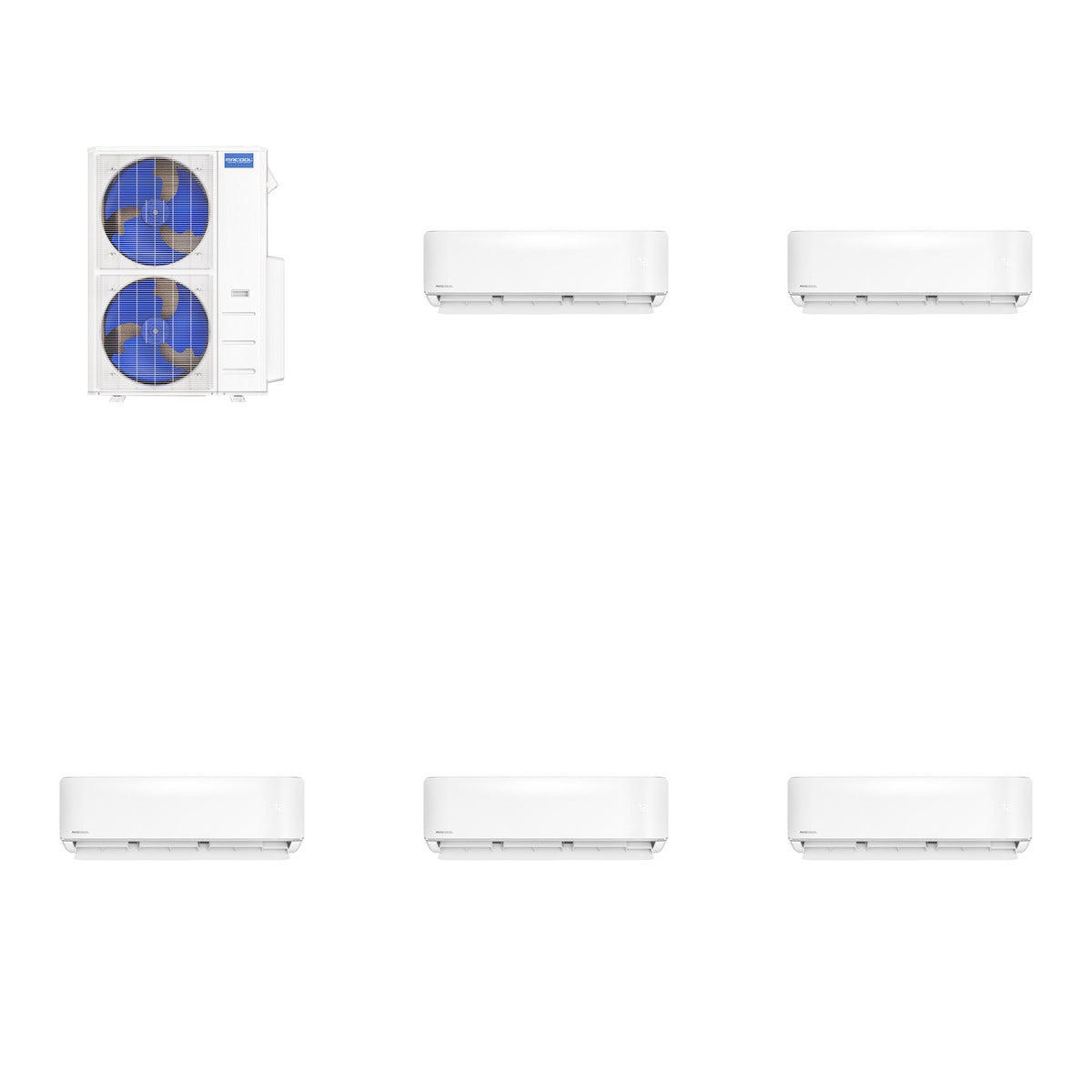 DIY-MULTI6-48HP230D-O-DIY-06-HP-WMAH-230D25-O-DIY-06-HP-WMAH-230D25-O-DIY-06-HP-WMAH-230D25-O-DIY-09-HP-WMAH-230D25-O-DIY-09-HP-WMAH-230D25-O-1 MRCOOL DIY Multi-Zone 48000 BTU 5th Gen Mini Split Heat Pump System R454B 21.8 SEER2 (6k+6k+6k+9k+9k) - Image 1