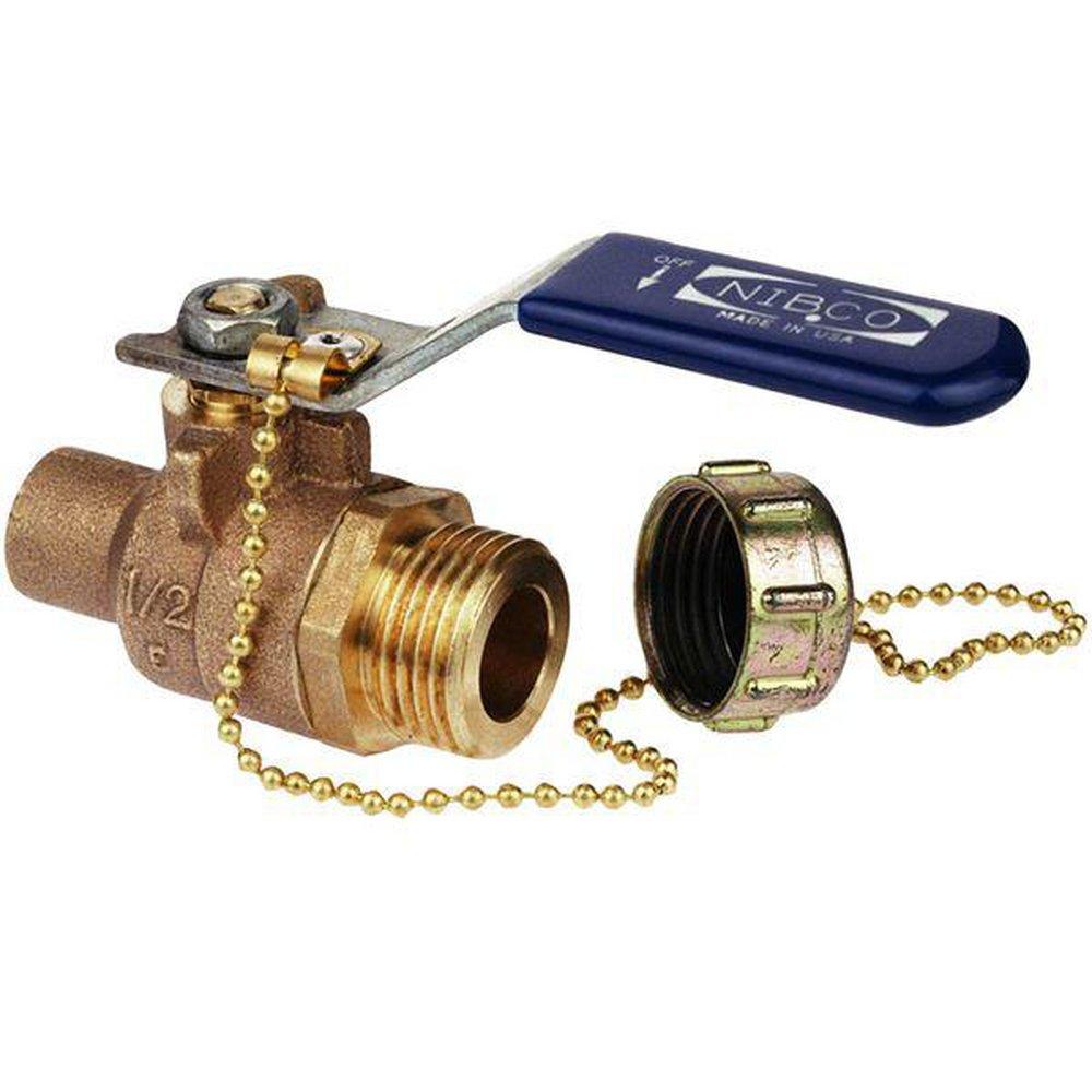 NJ838H8-1 NIBC NJ838H8 S-585-70-66-HC 3/4 in. DZR Bronze Full Port Solder x Hose 600# Ball Valve - Image 1